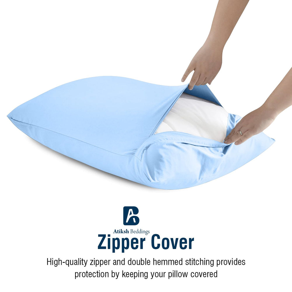 Atiksh Beddings light blue pillowcase adds calm color to travel and home setups.