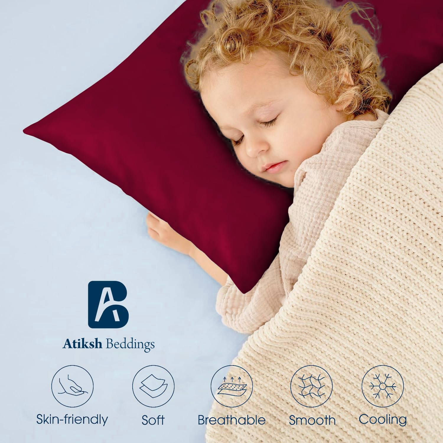 Atiksh Beddings soft, breathable cotton pillowcase ideal for kids.