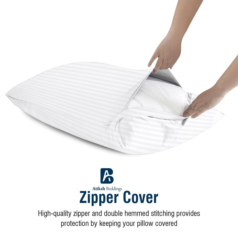 Atiksh Beddings travel pillowcase on bed demonstrates two-pack convenience.