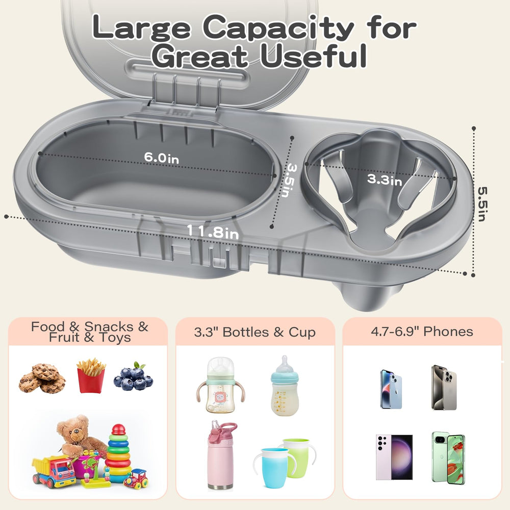 Dishwasher-safe food tray simplifies cleaning after car rides and walks.