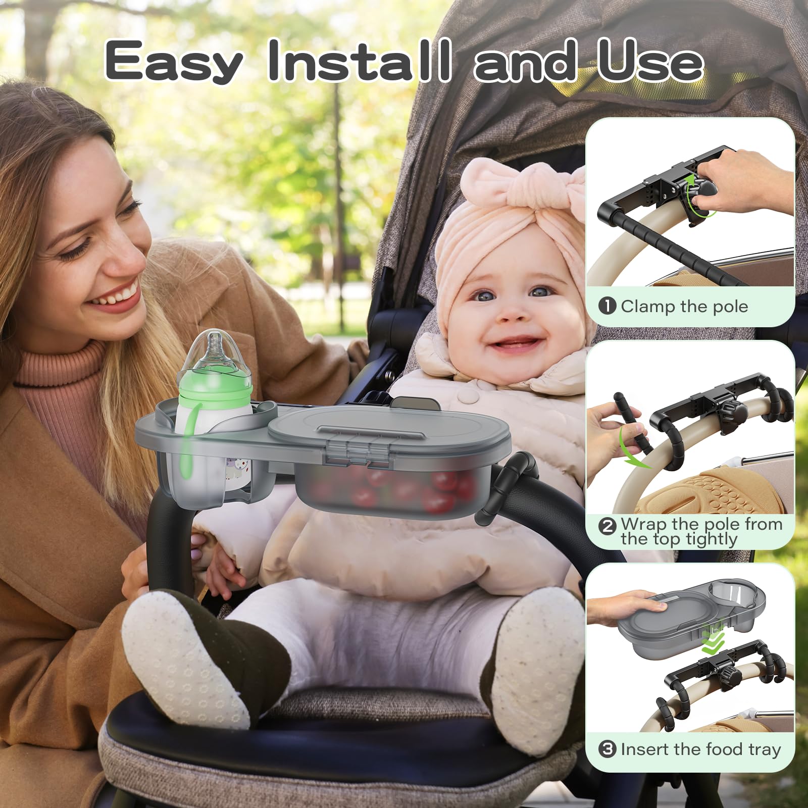 Cup holder with dual side openings for safe two-handle cups.
