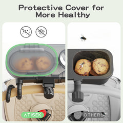 Silicone arms grip the stroller pole for balanced, wobble-free placement.