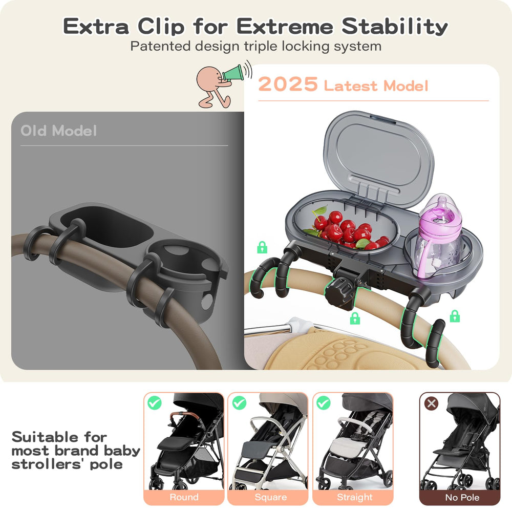 Universal fit compatibility for most strollers and poles.