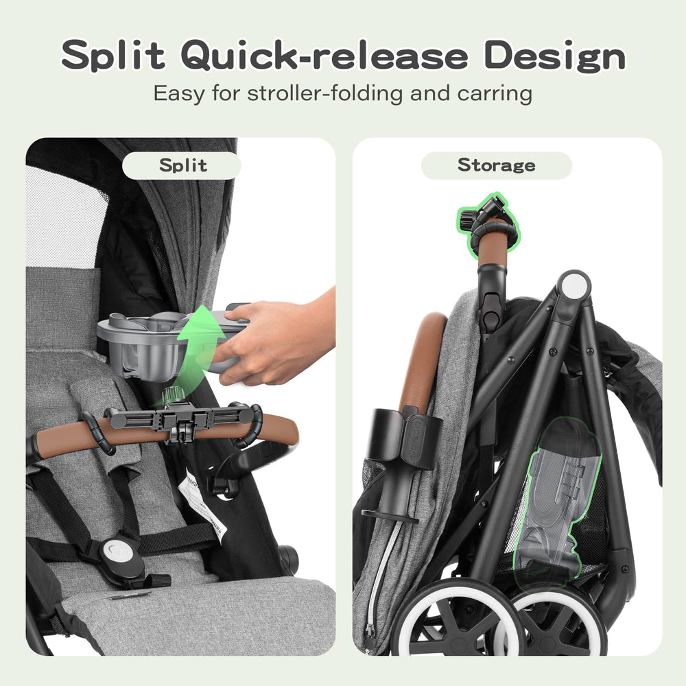 Pole diameter range 0.4–1.5 inches fits many stroller models.