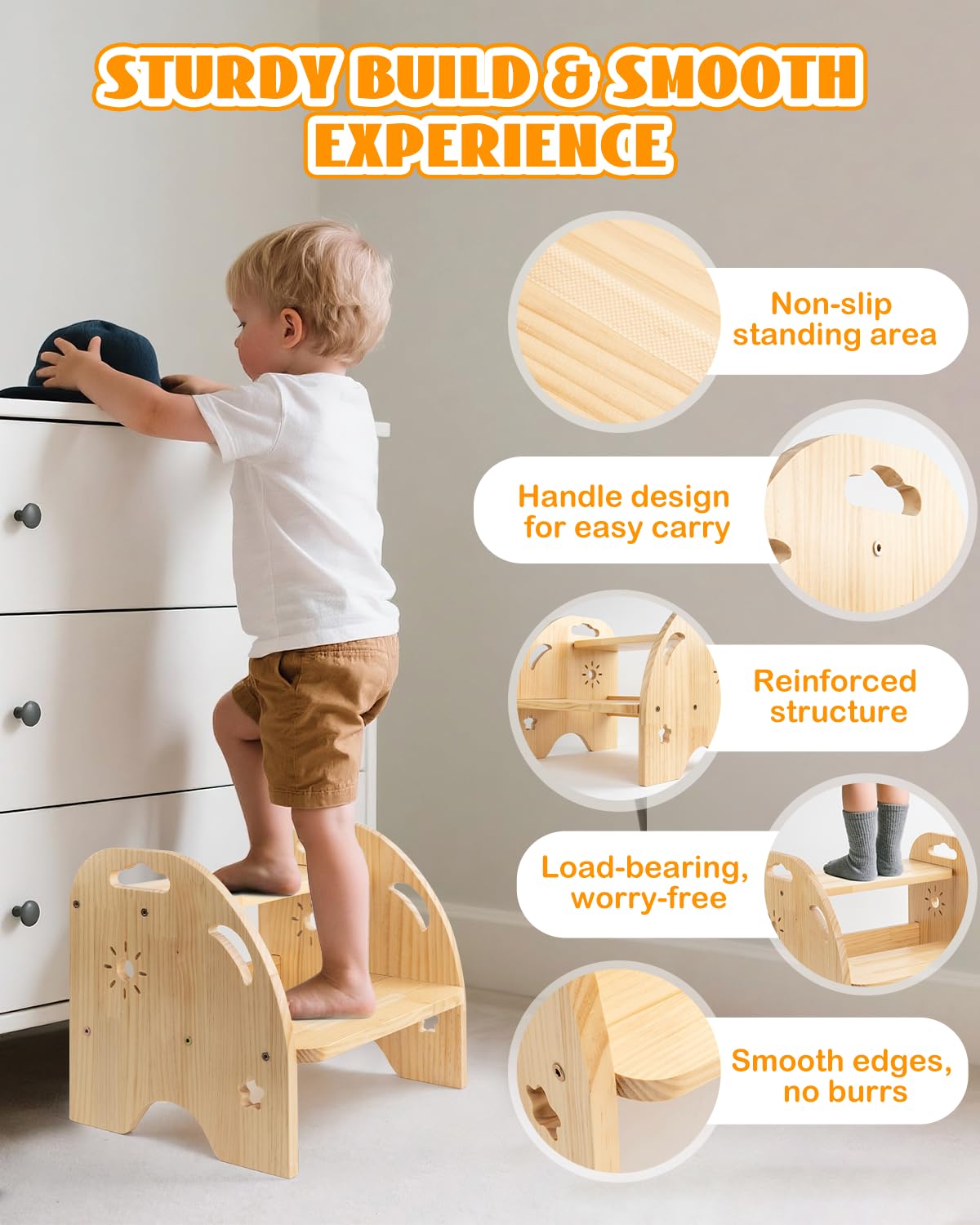 AtMini toddler stool used for potty training and handwashing