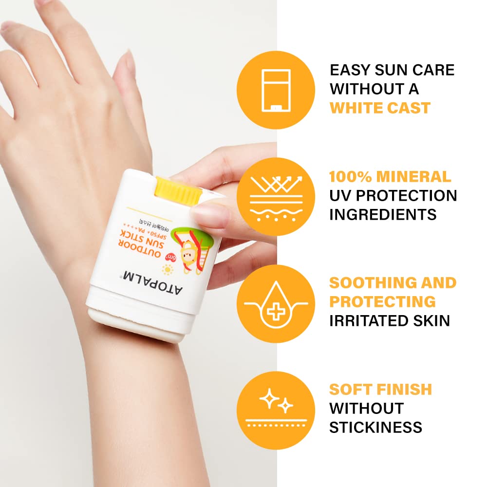 ATOPALM Outdoor Sun Stick uses mineral blockers with lightweight, non-greasy protection.