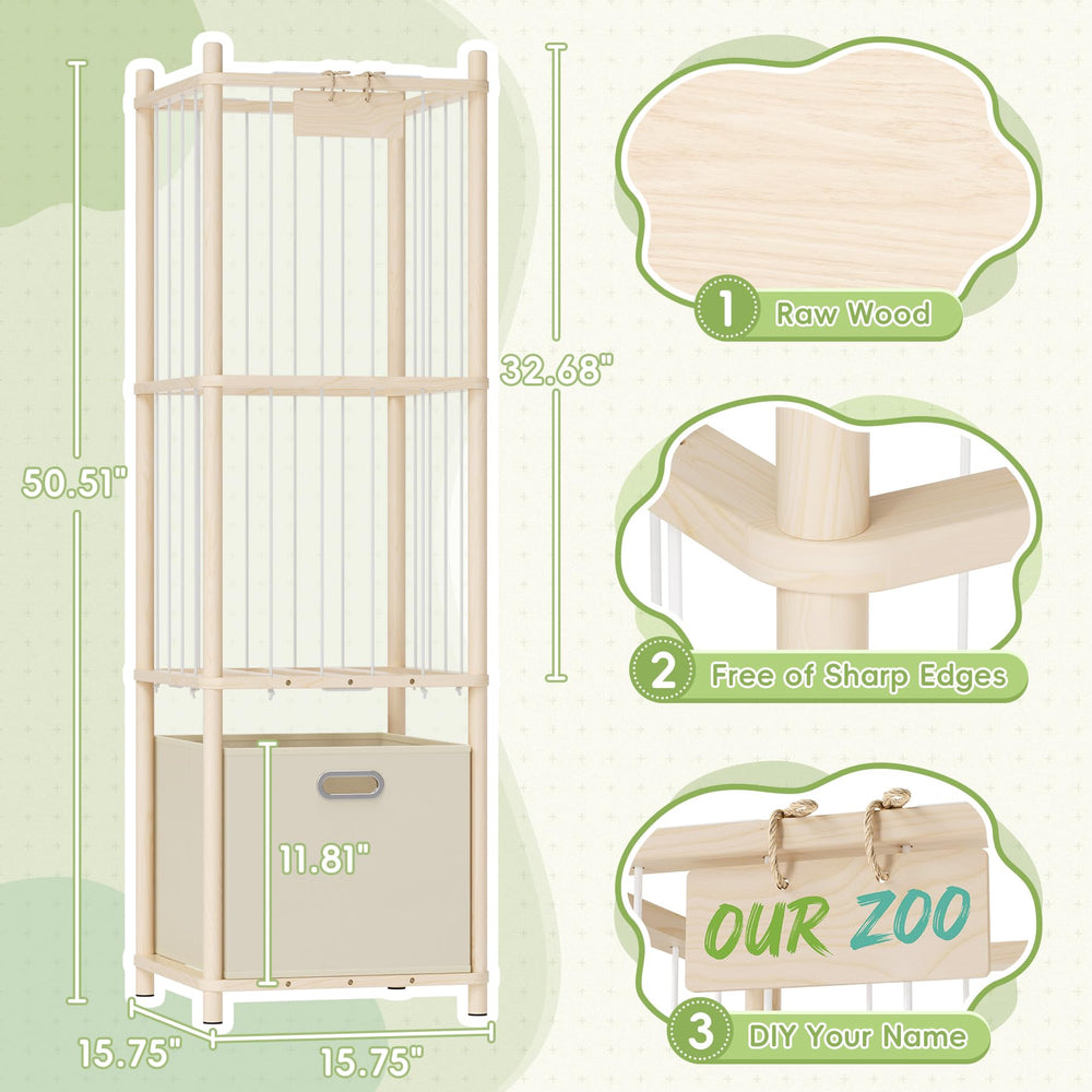 Atoping pine toy organizer highlighting durable anti-tip design for safe nursery use.