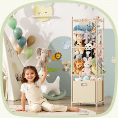 Atoping stuffed animal storage drawer close-up showing hidden drawer for small toy accessories.