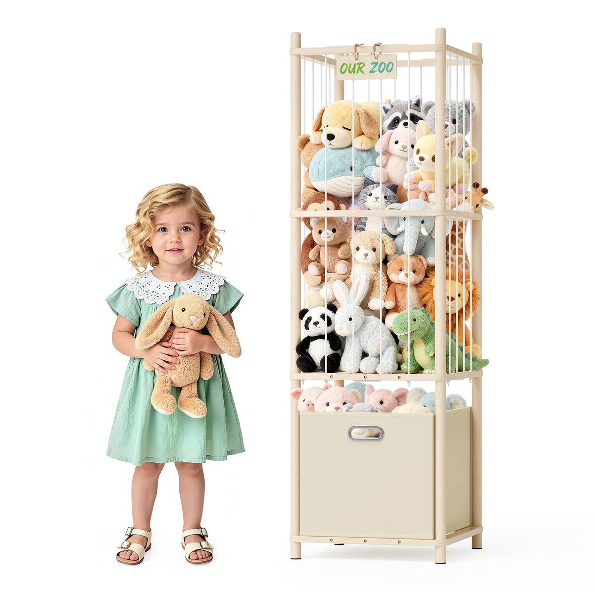 Atoping stuffed animal storage organizer with open shelves for easy toy access and neat rooms.