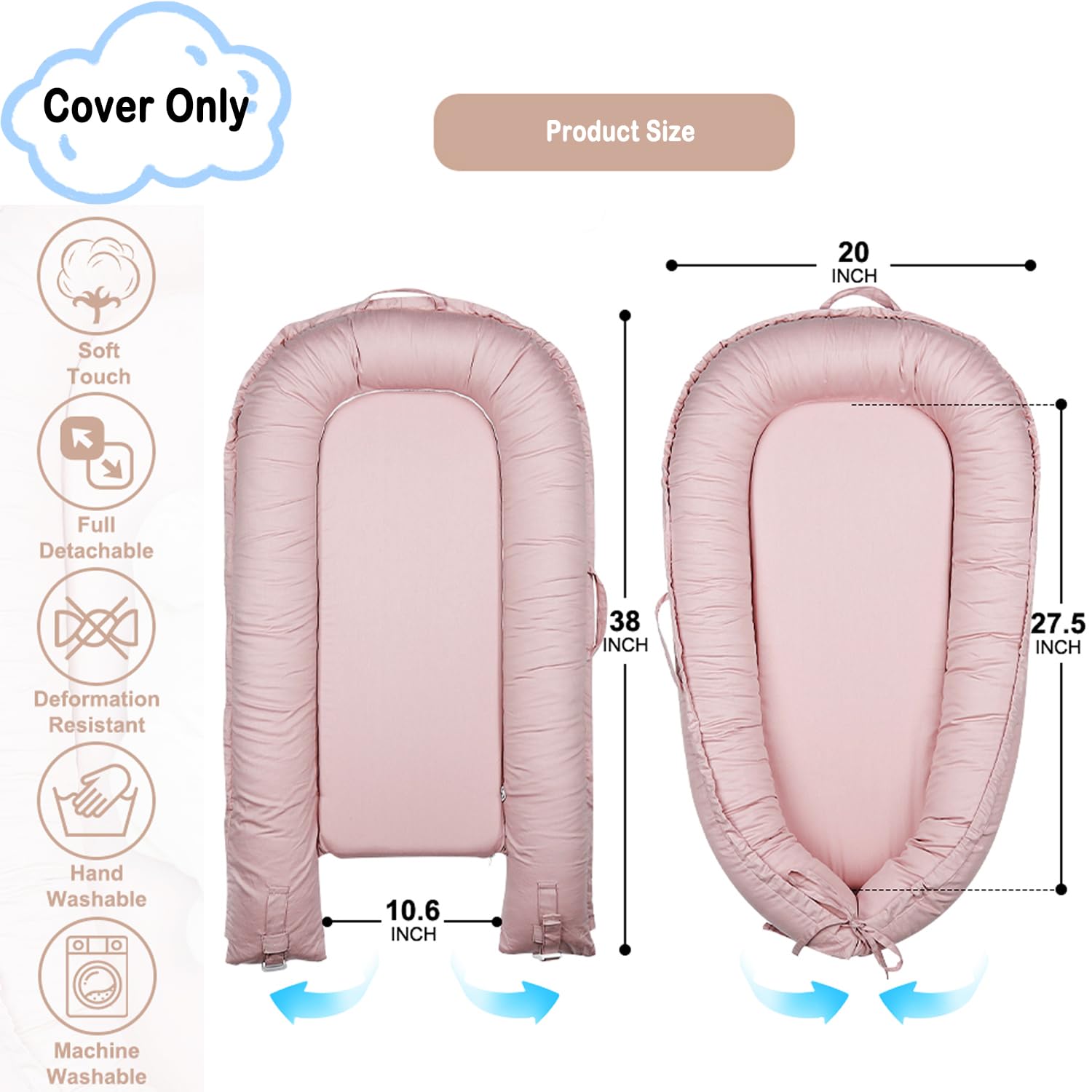 Atrooper cotton-soft-fabric cover, breathable material promotes gentle naps for babies.