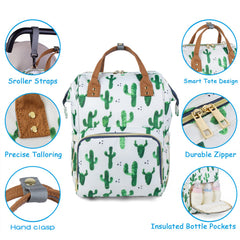 Atsabdas cactus print diaper bag insulated pocket keeps bottles at the right temperature.