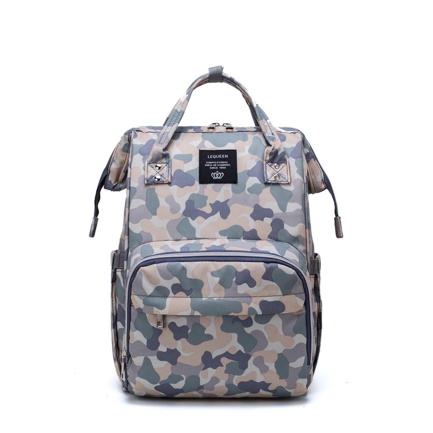 Atsabdas camo diaper bag backpack with stroller straps keeps essentials within easy reach.