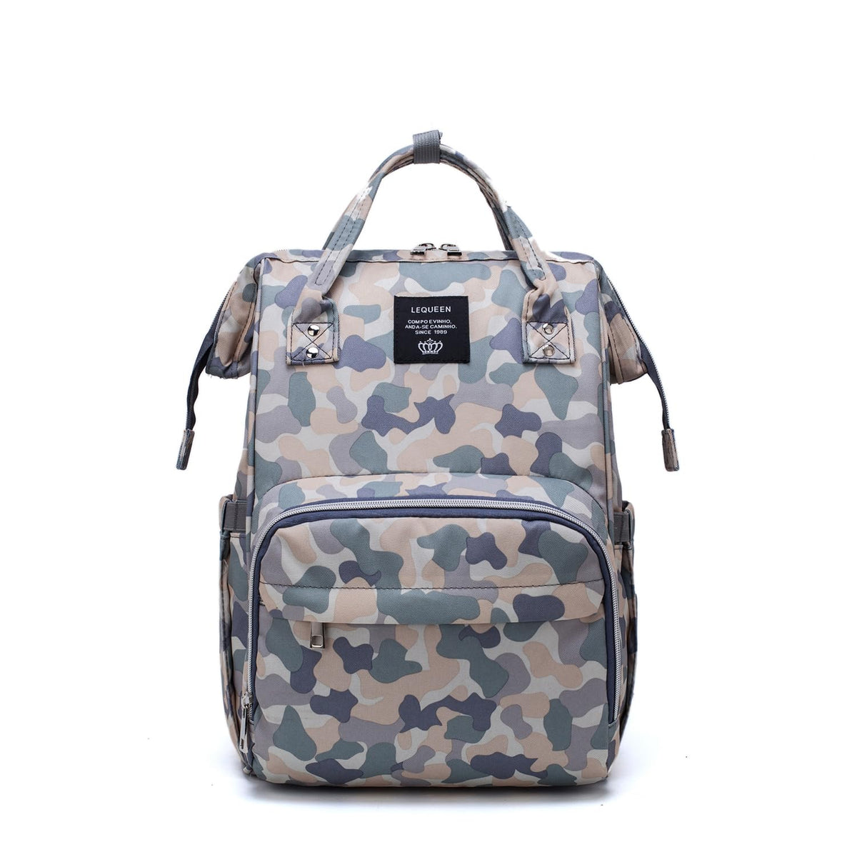 Atsabdas camo diaper bag backpack with stroller straps keeps essentials within easy reach.