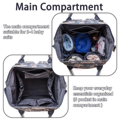 Atsabdas camo diaper bag with insulated pocket preserves bottles at ideal temperatures.