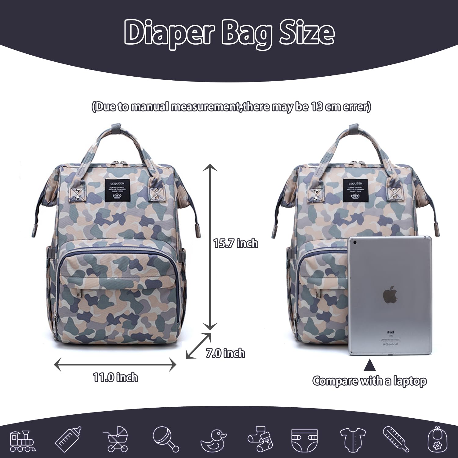 Atsabdas camo diaper bag uses water-resistant nylon for weather-ready days.
