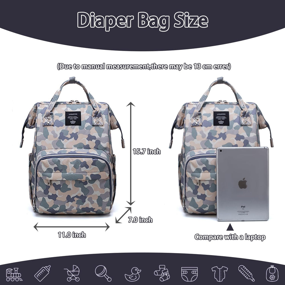 Atsabdas camo diaper bag uses water-resistant nylon for weather-ready days.