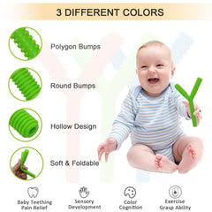 Atsky green teething tubes offer hollow massaging textures for gentle gum comfort.