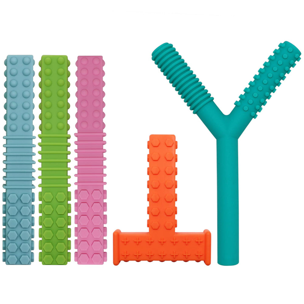 Atsky Teething Tubes 5pc set pack-shot for sensory kids