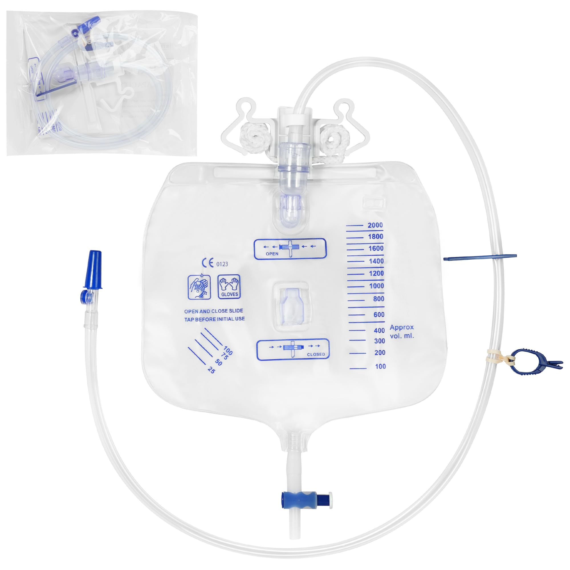 Atsuhut 2000mL catheter bag main view showing generous capacity for fewer changes.