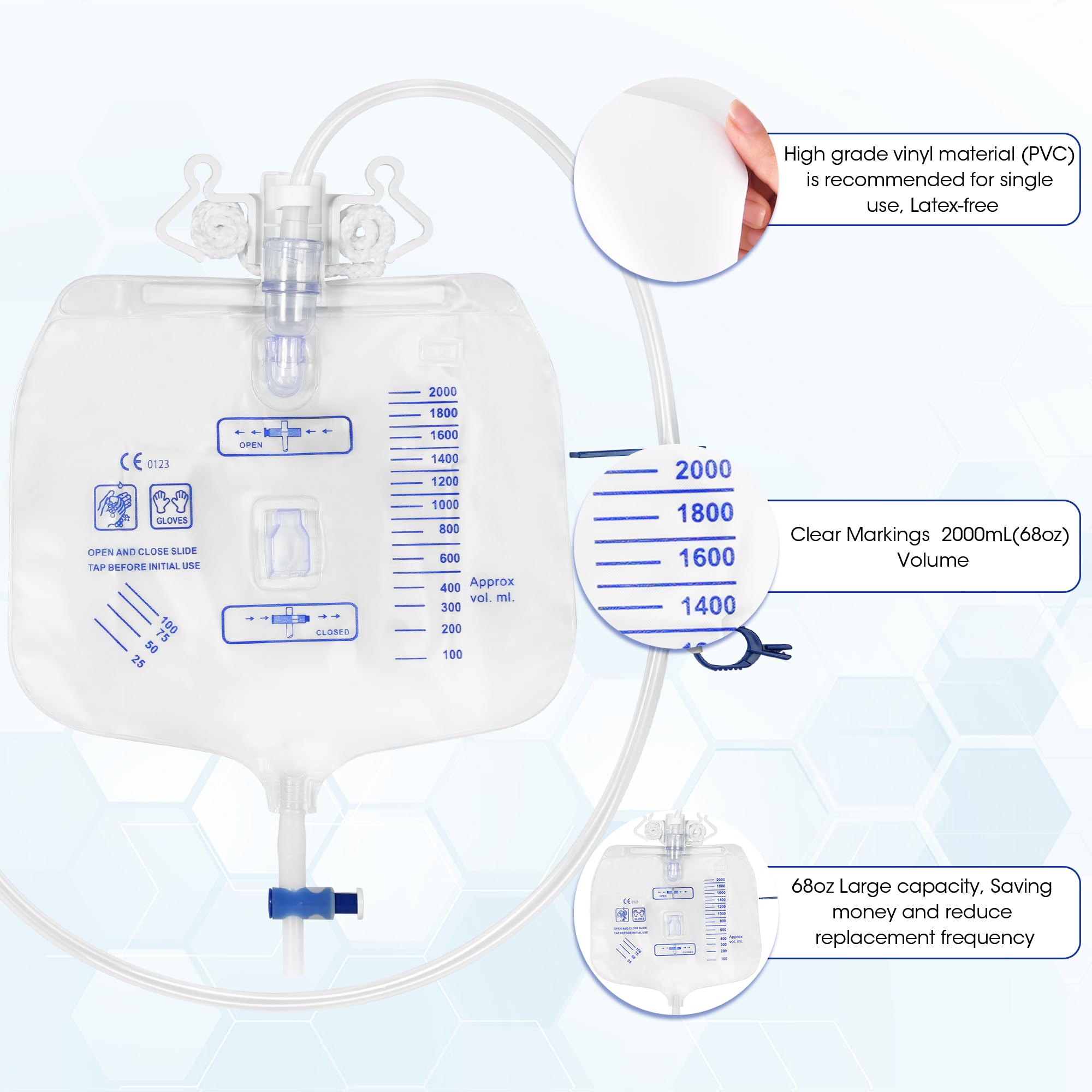Atsuhut catheter bag accessories with hook and clip for secure attachment.