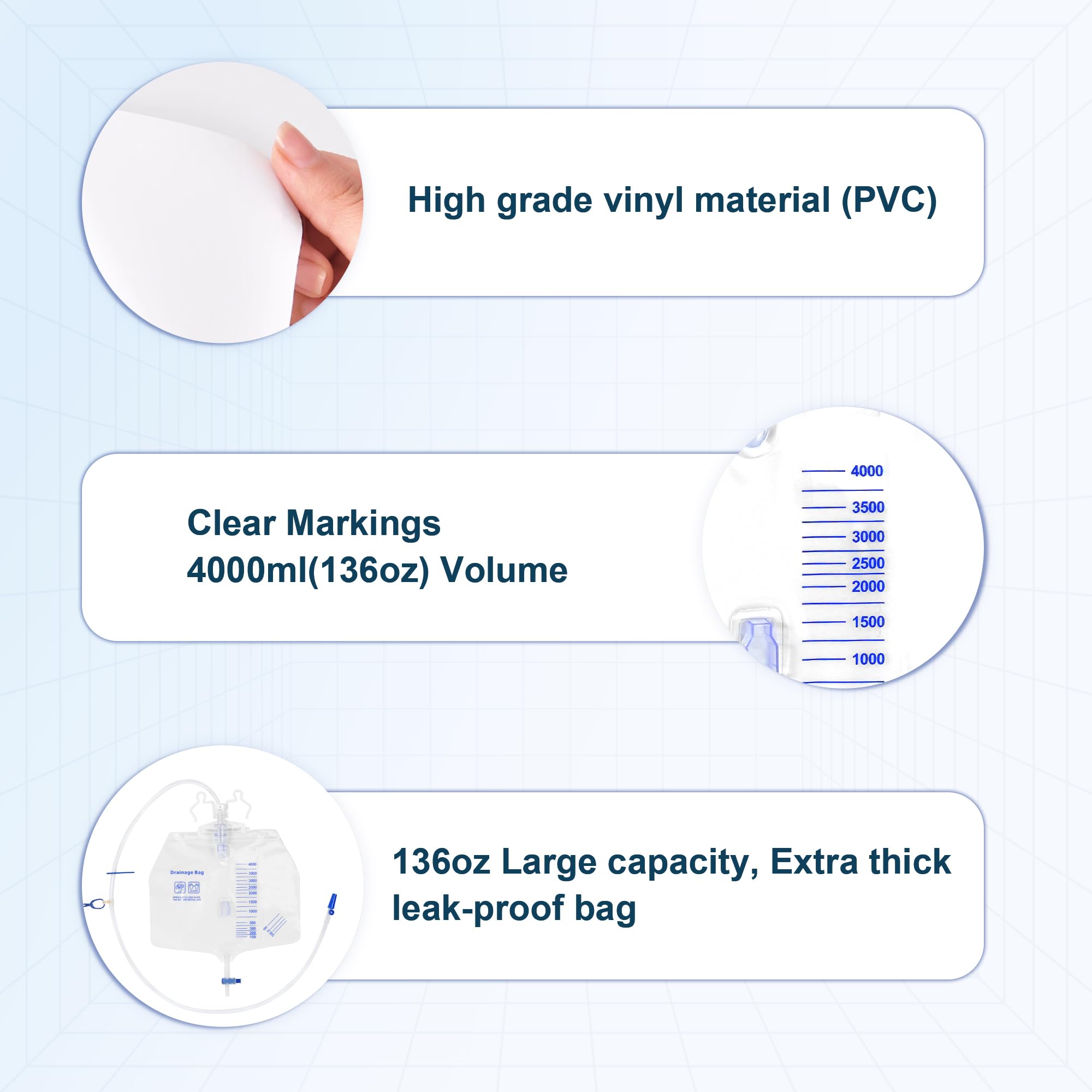 Atsuhut catheter bag with graduations and secure joints for hygienic use.