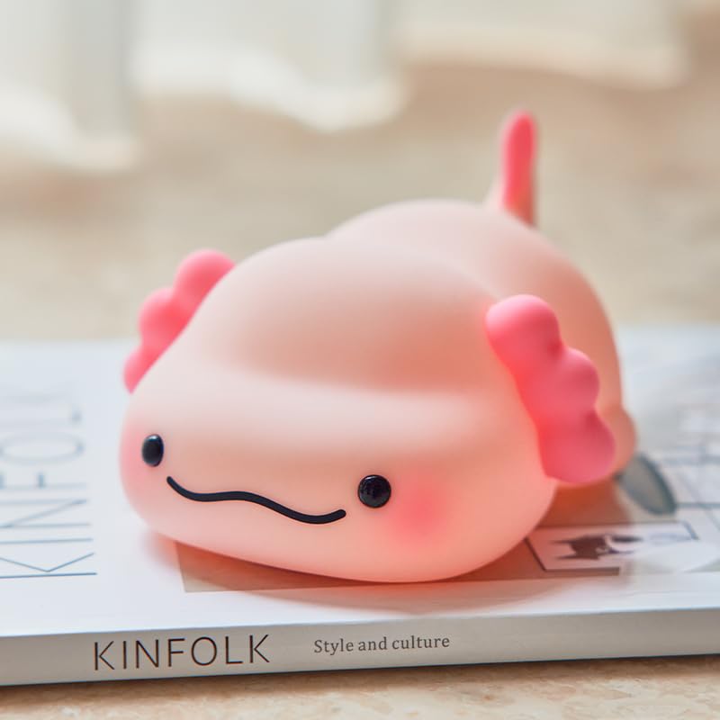 ATSUI Axolotl night light off table creates cozy ambience.