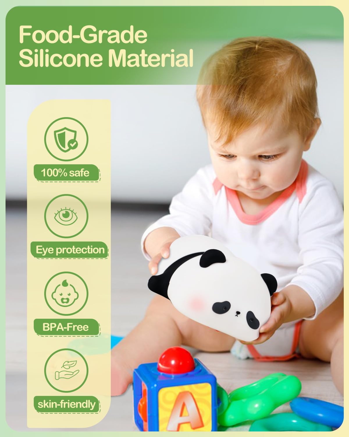 ATSUI Panda Night Light 1200mAh battery supports portable use up to seven hours.