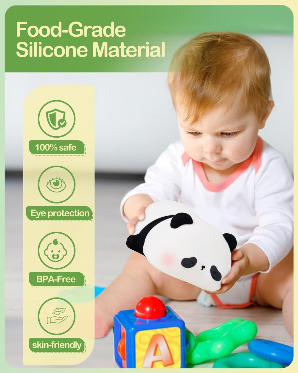 ATSUI Panda Night Light 1200mAh battery supports portable use up to seven hours.