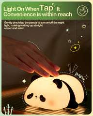 ATSUI Panda Night Light charging via USB-C, ideal for desks and nightstands.