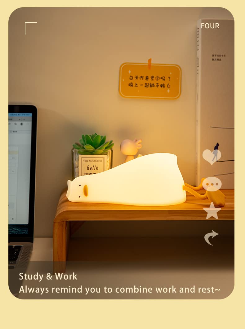ATSUI Duck Night Light charging on USB-C stand for easy power