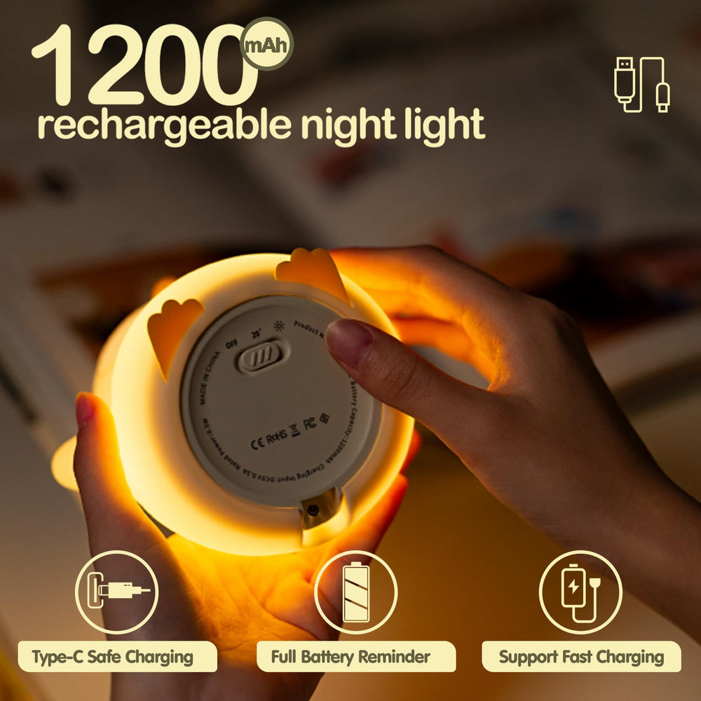 Built-in 1200mAh battery powers ATSUI Happy Penguin Night Light for up to 16 hours.