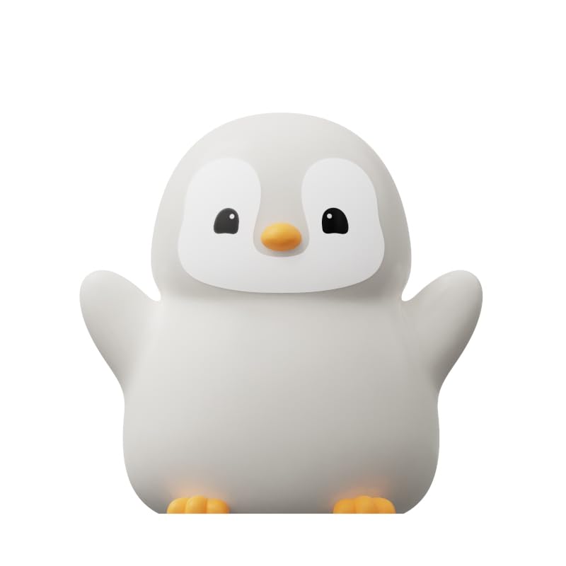 Nursery-friendly ATSUI Happy Penguin Night Light adds calm to a cozy room.