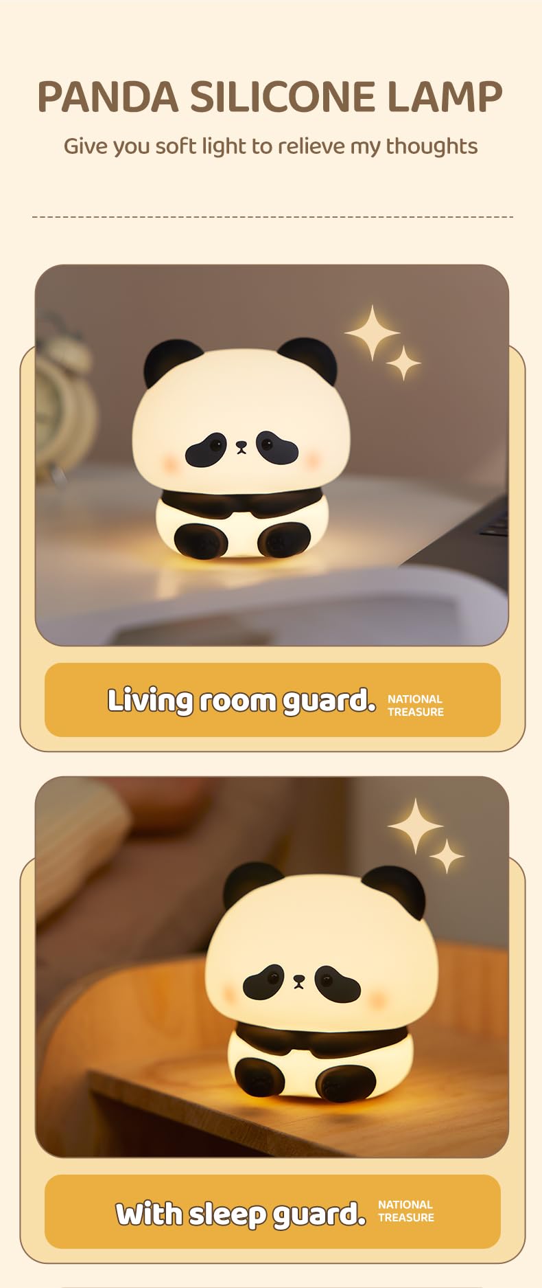 ATSUI panda night light rechargeable battery lets you move it around the nursery.