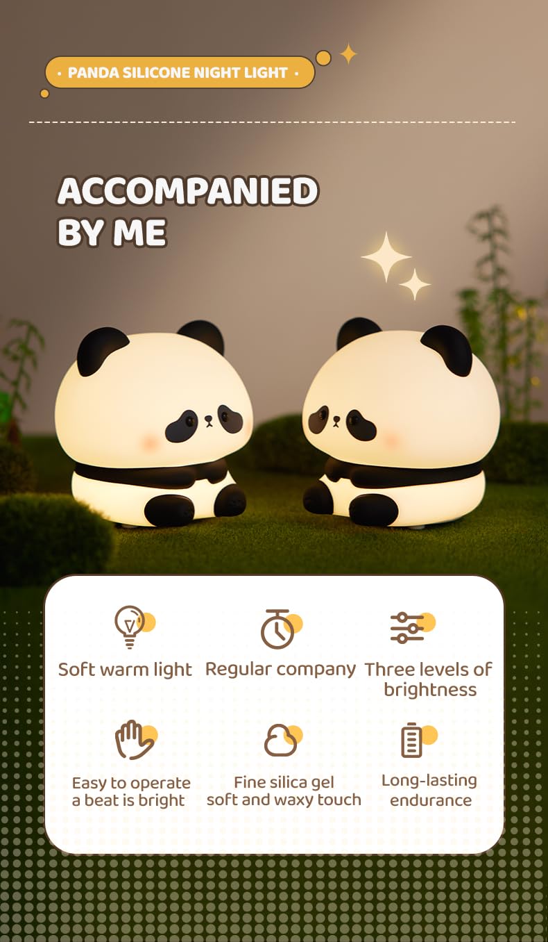 ATSUI panda night light soft LED provides sleep-friendly illumination for kids' bedrooms.