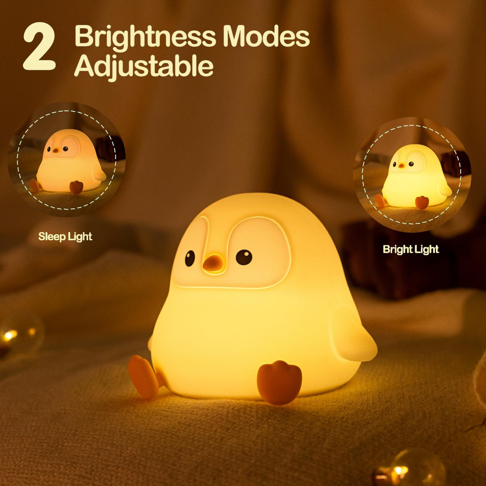ATSUI Penguin Night Light emits a warm, gentle glow in low-light mode.