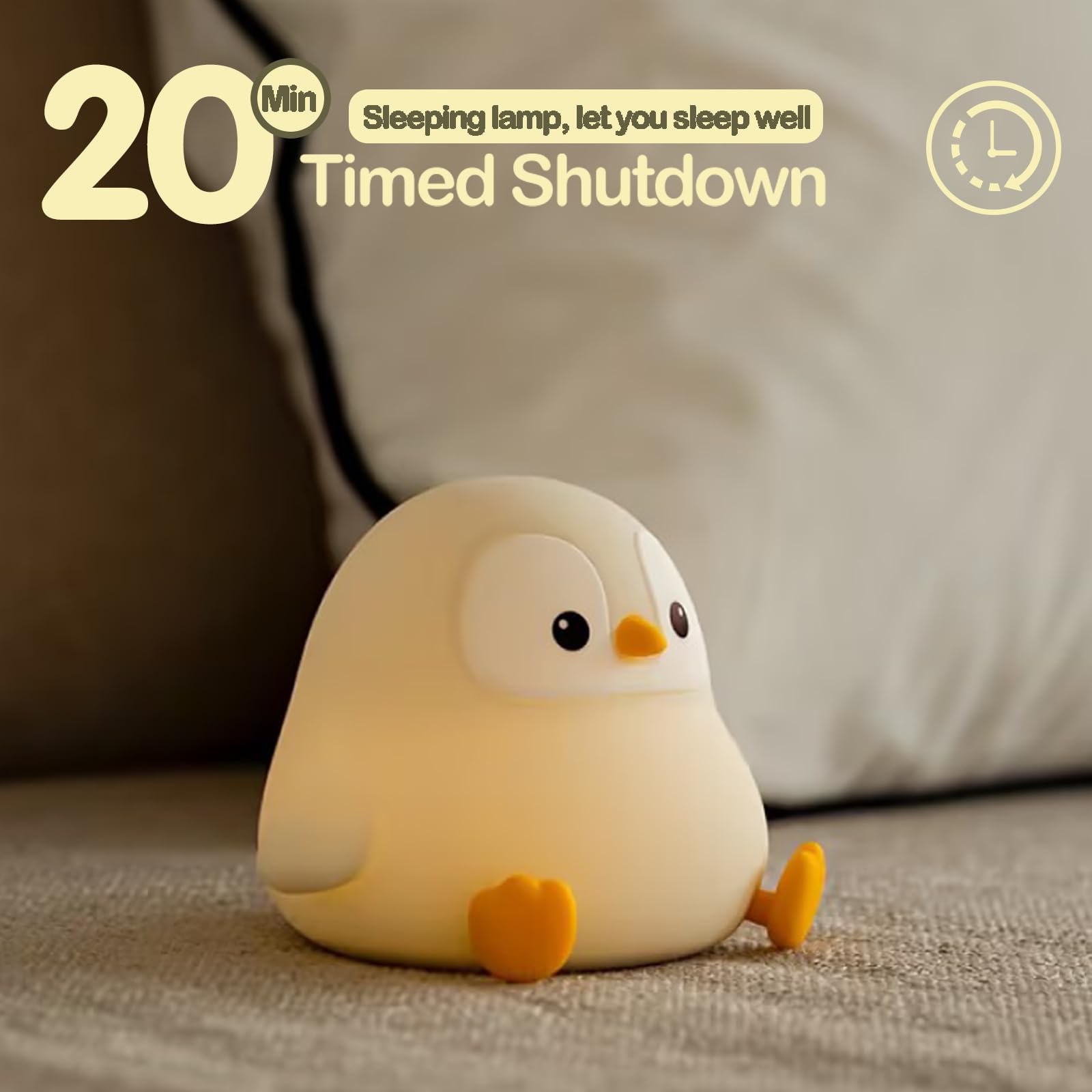 ATSUI Penguin Night Light top is touch-controlled for easy use.