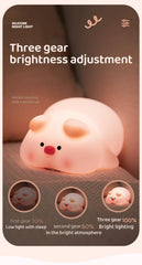 ATSUI Pig Night Light soft silicone body that is safe and easy to tap.