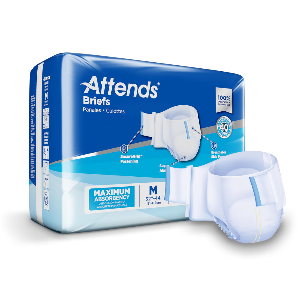 Attends brief fastening system demonstrates secure grip for all-day wear.