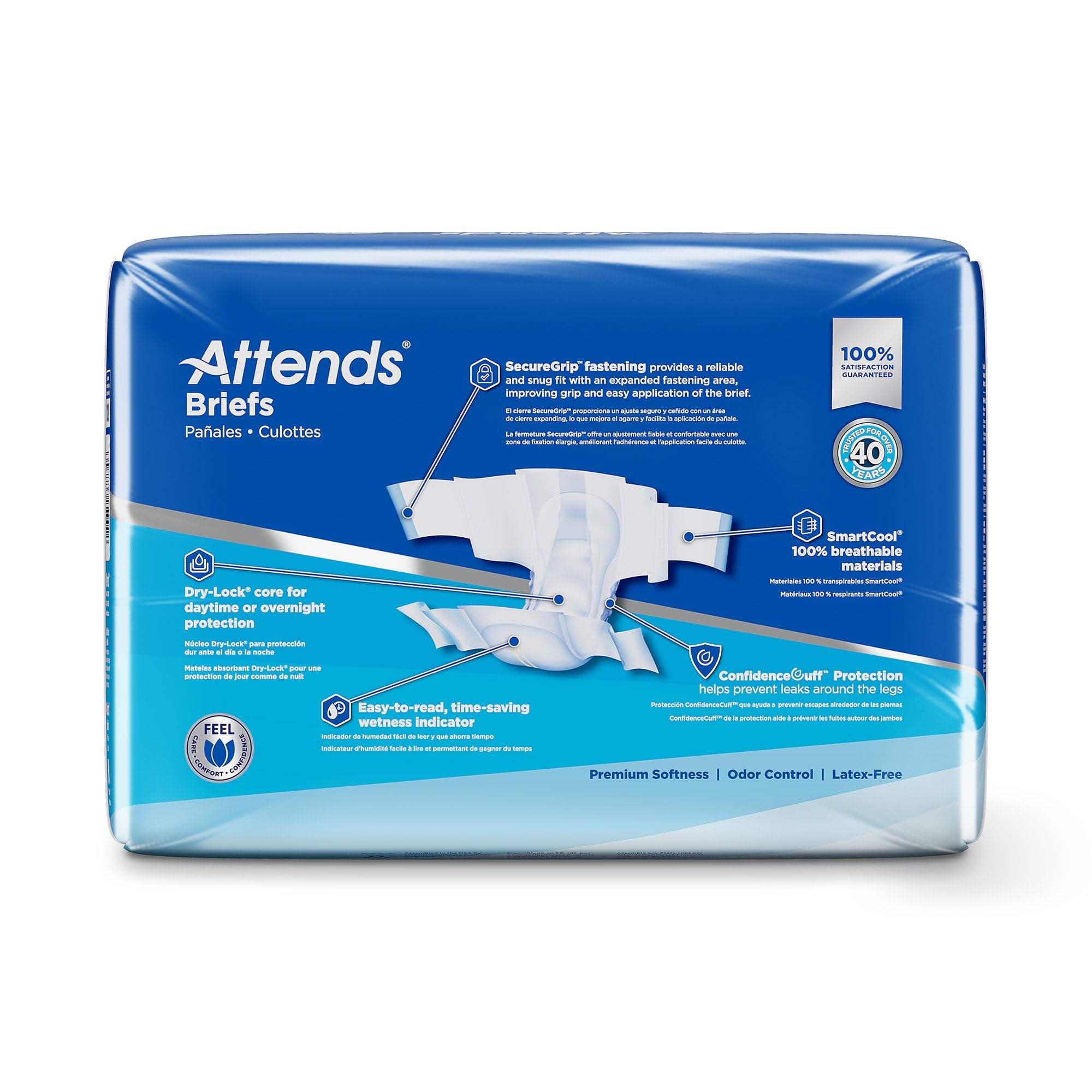 Attends SmartCool breathability panel promotes airflow and comfortable skin.