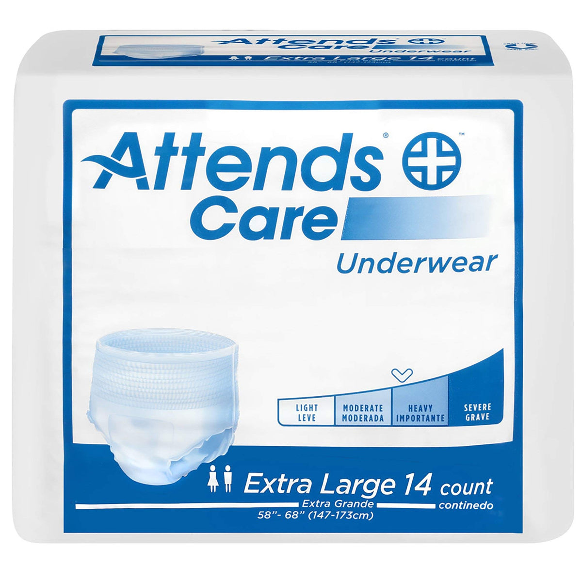 Attends Underwear Regular X-Large 56-pack showing breathable fabric for dry, comfortable wear.