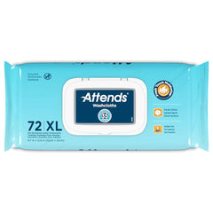 Attends washcloths no-rinse wipes in a 72-count soft pack for on-the-go cleansing.