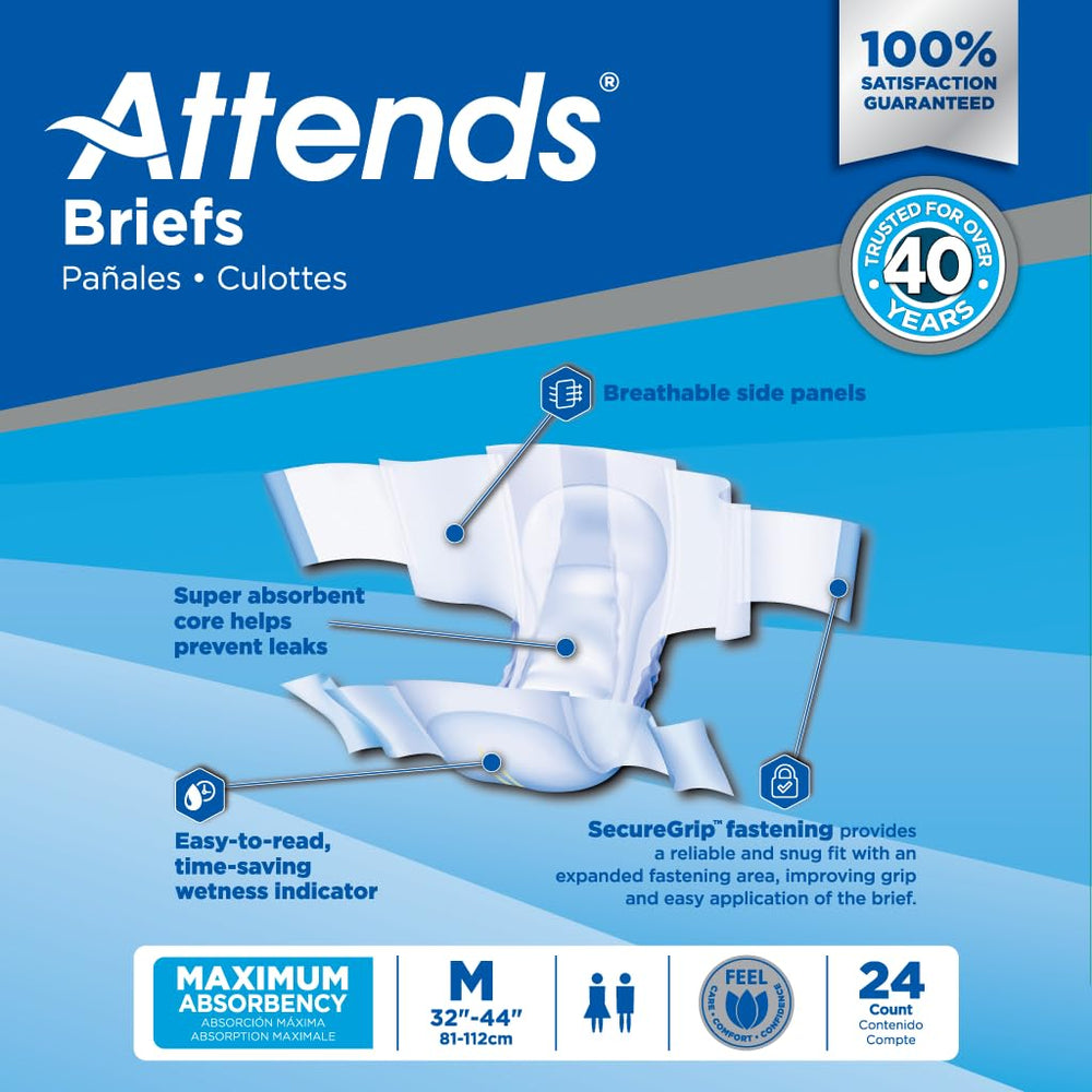 Attends wetness indicator shows when a change is needed to prevent leaks.
