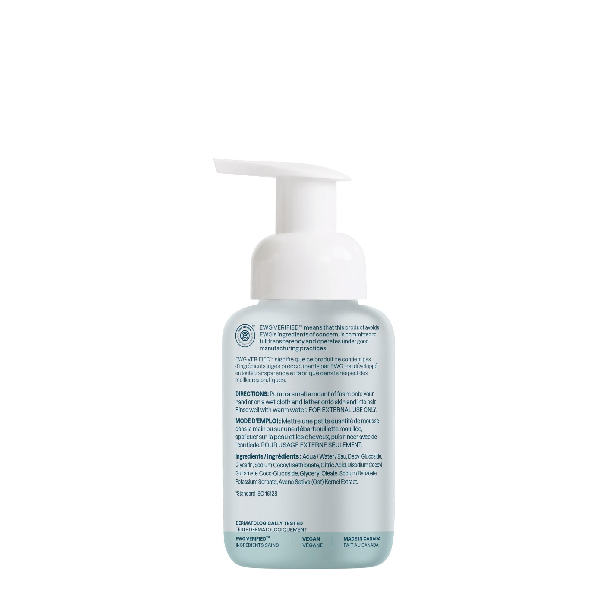 ATTITUDE closeup lather shampoo illustrates foaming formula for easy baby bath.