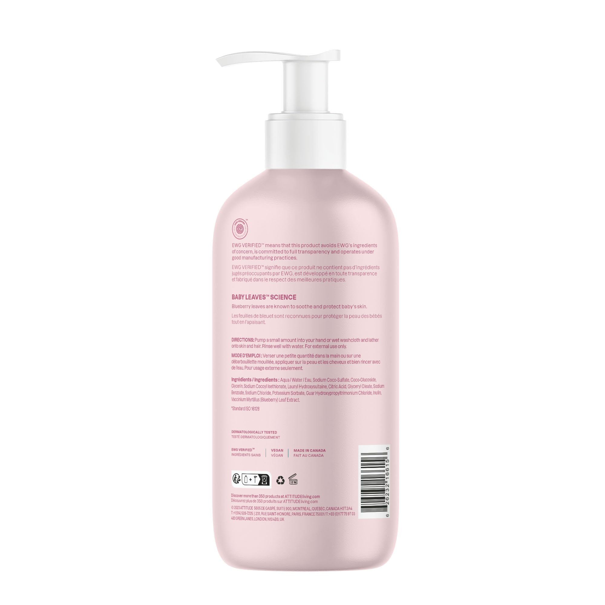 ATTITUDE family bath scene, gentle 2-in-1 cleanser for all ages.