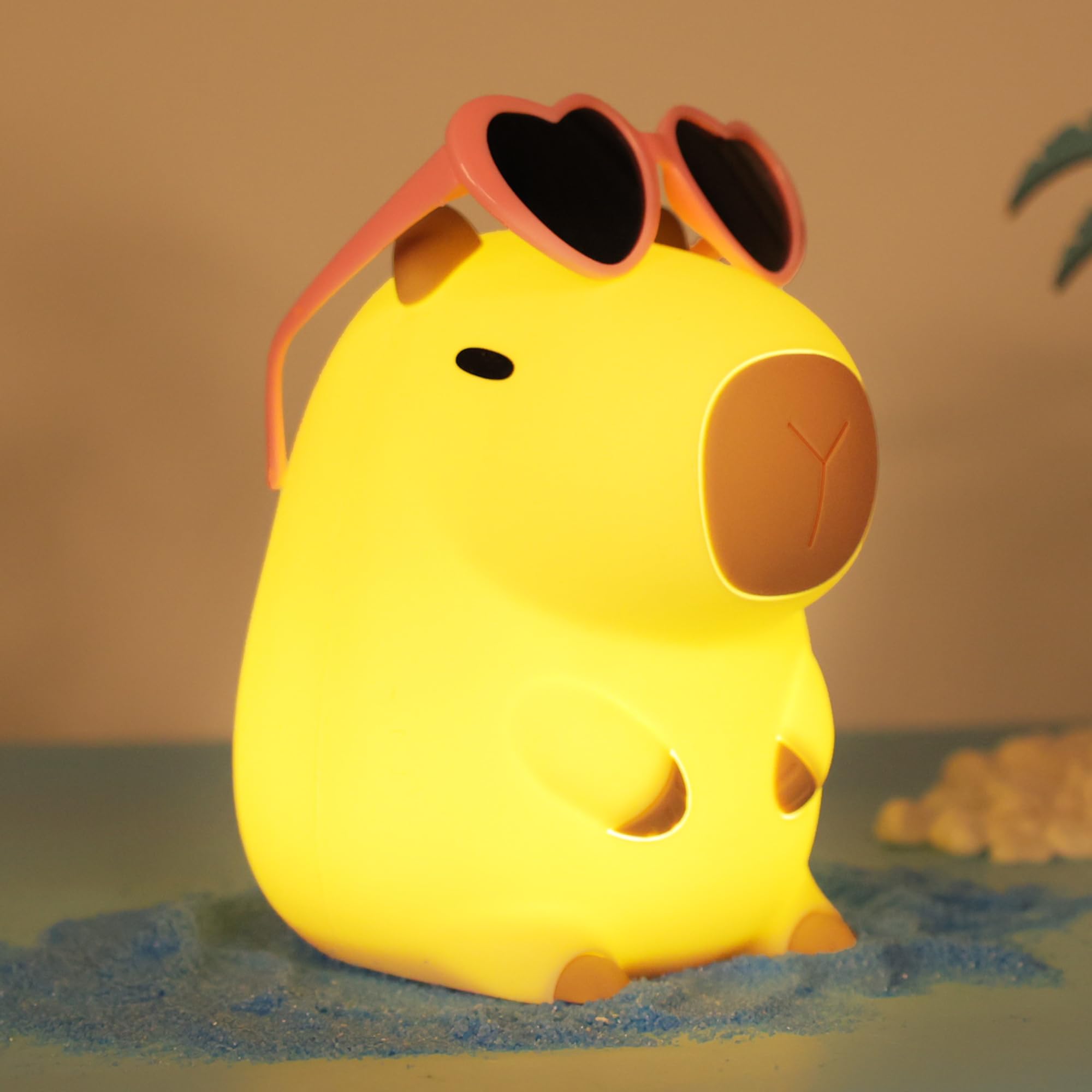 Attivolife Capybara Night Light with pink glasses enhances a kids' room ambiance