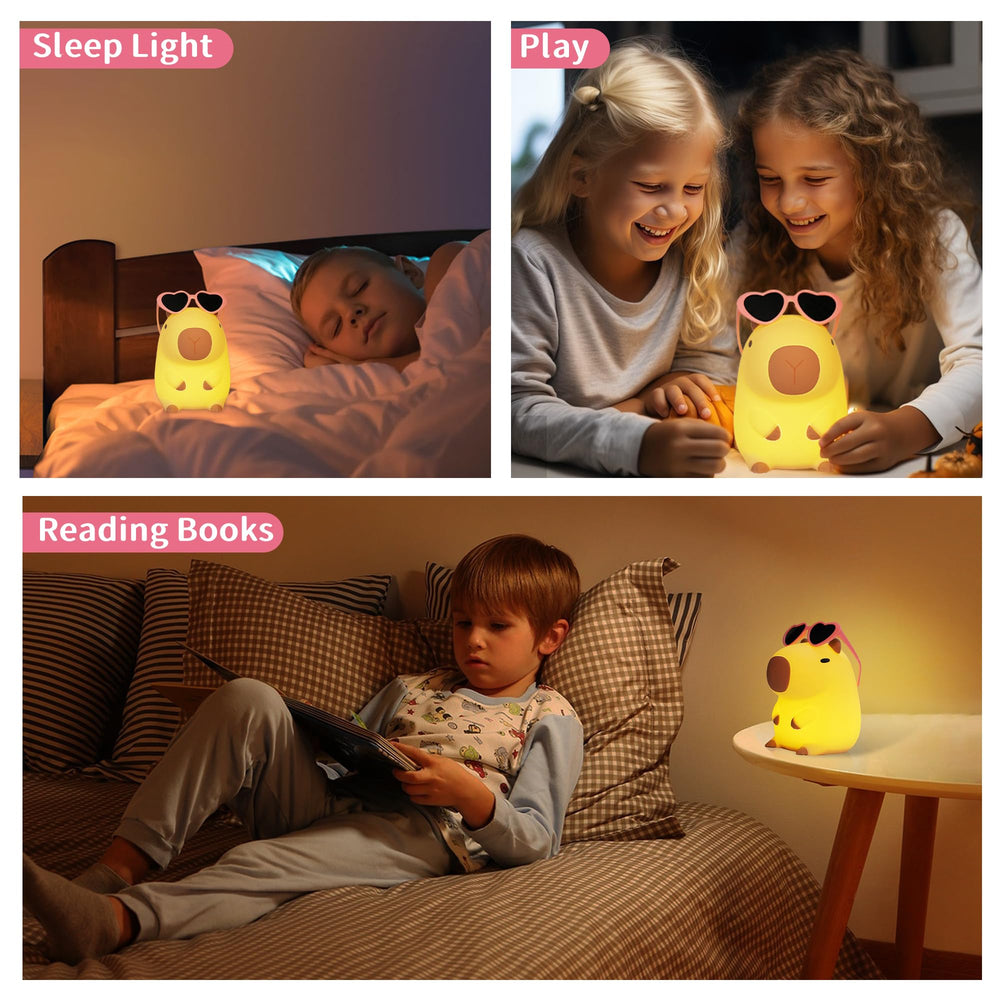 Touch-control Capybara night light by Attivolife demonstrates two brightness levels