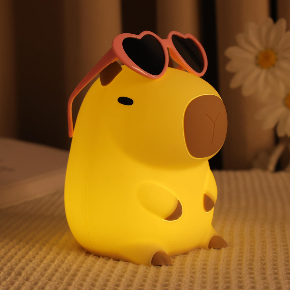 Close-up of Attivolife Capybara silicone lamp showing soft glow