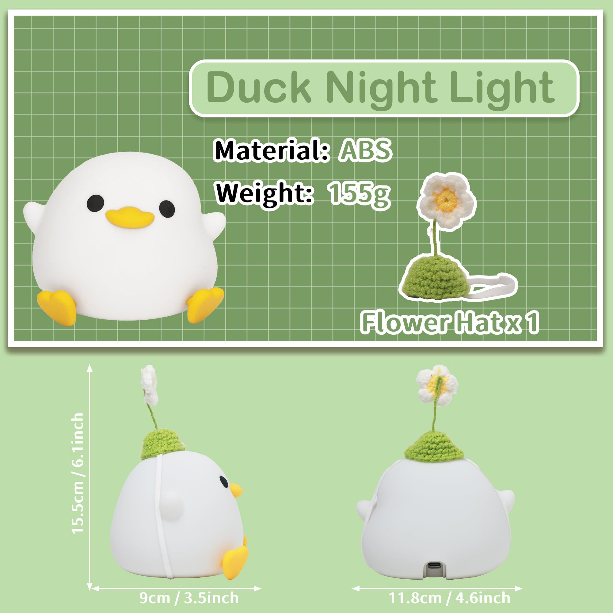 Attivolife duck night light with 20 minute auto-off timer in use