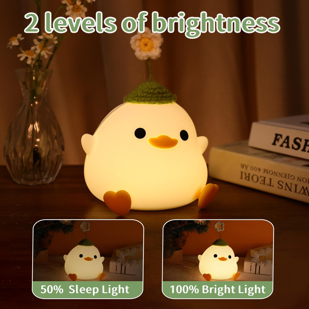 Closeup of Attivolife duck night light showing soft silicone finish