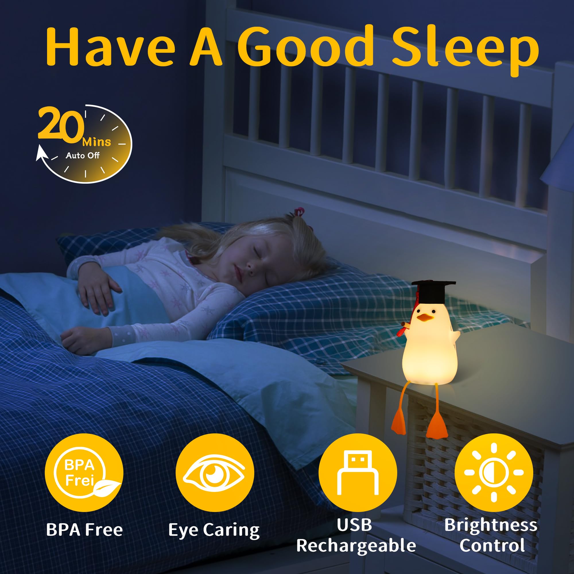 Attivolife duck night light also serves as a phone stand